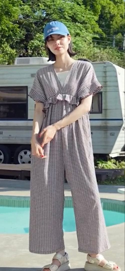 DRY クシュワイドロンパース ニコアンド niko and（ニコアンド）の「DRYクシュワイドロンパ－ス（サロペット