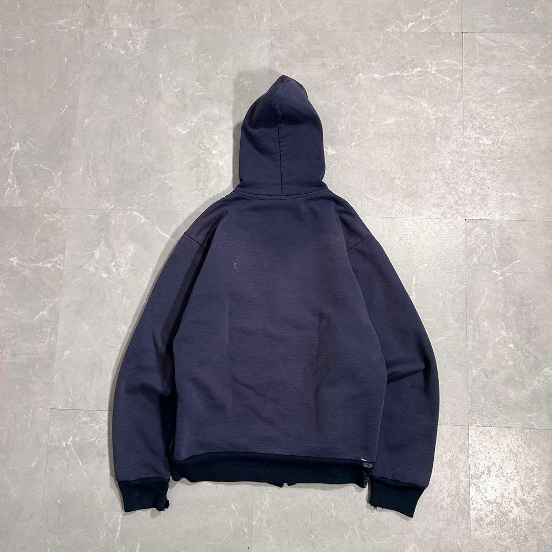 80s USA製 鬼フェード Carhartt 裏サーマルジップパーカー ナス紺