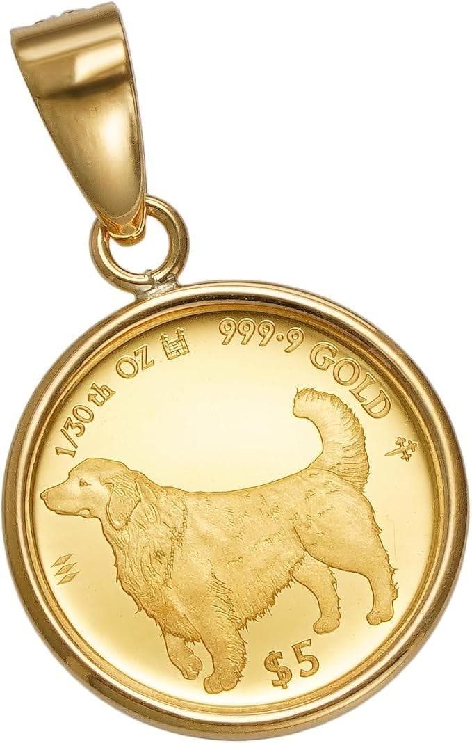 18金×24金】ゴールデンレトリバーペンダントトップネックレス K18 K24