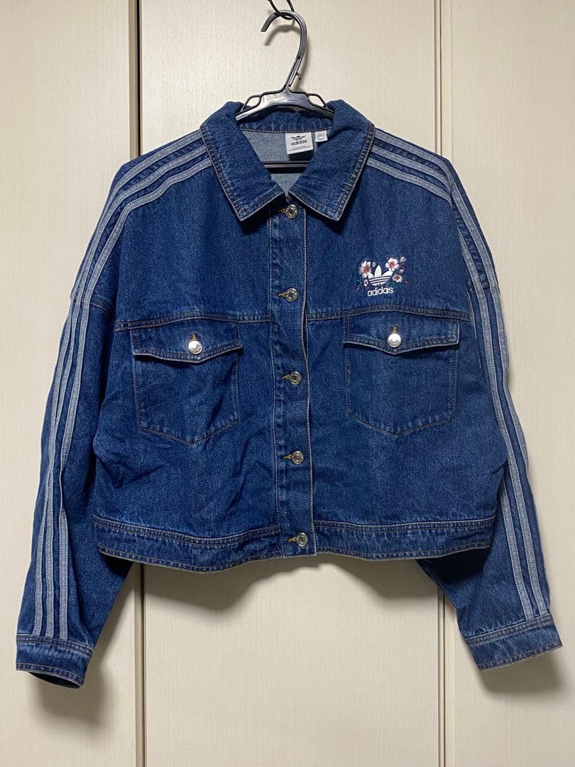 adidas デニム ジャケット 3XL 花刺繍 - メルカリ