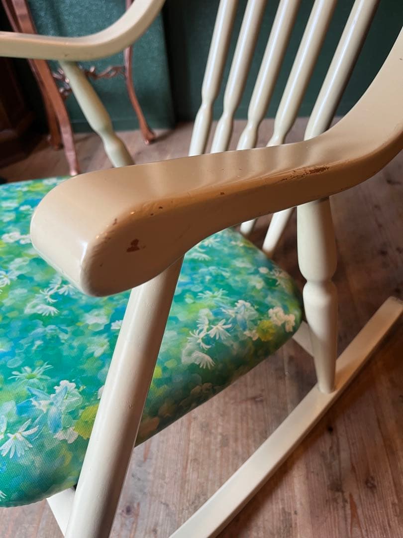 鳥取家具 ロッキングチェア 花柄 インテリア 昭和レトロ 当時物