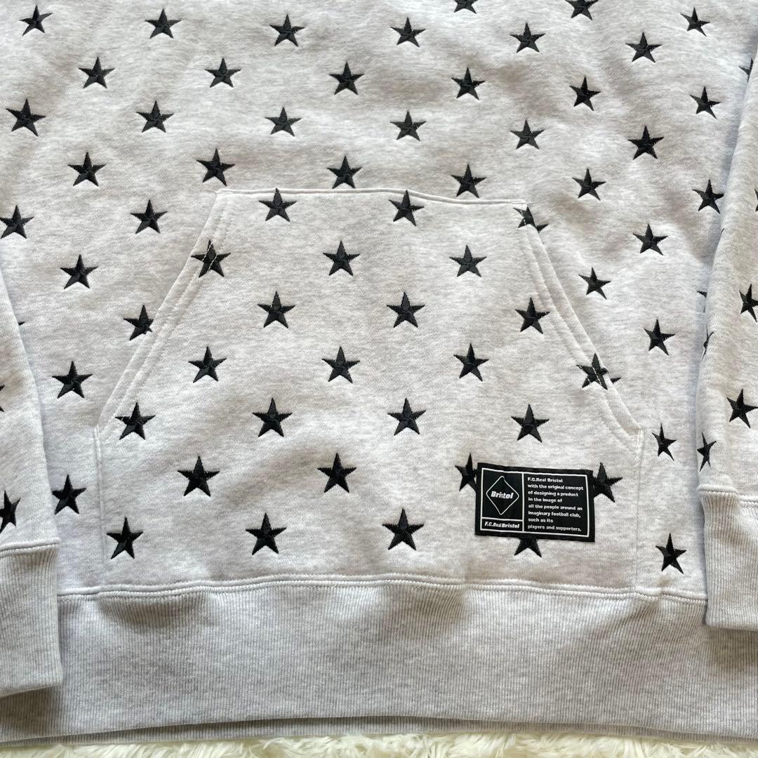 ♡美品♡ F.C.R.B. スター 刺繍 プルオーバー　グレー　白　XL　希少