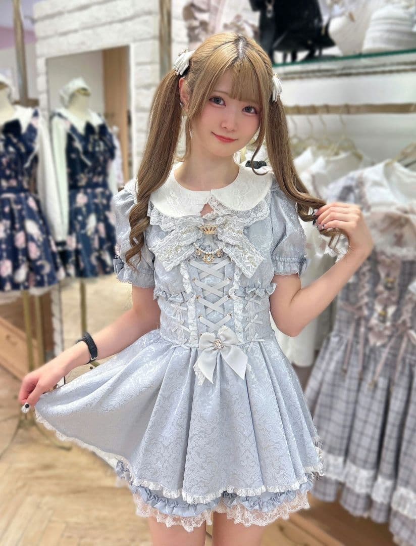 LIZLISA ジャガードフリルセットアップブルー LIZLISA ジャガードフリルセットアップブルー