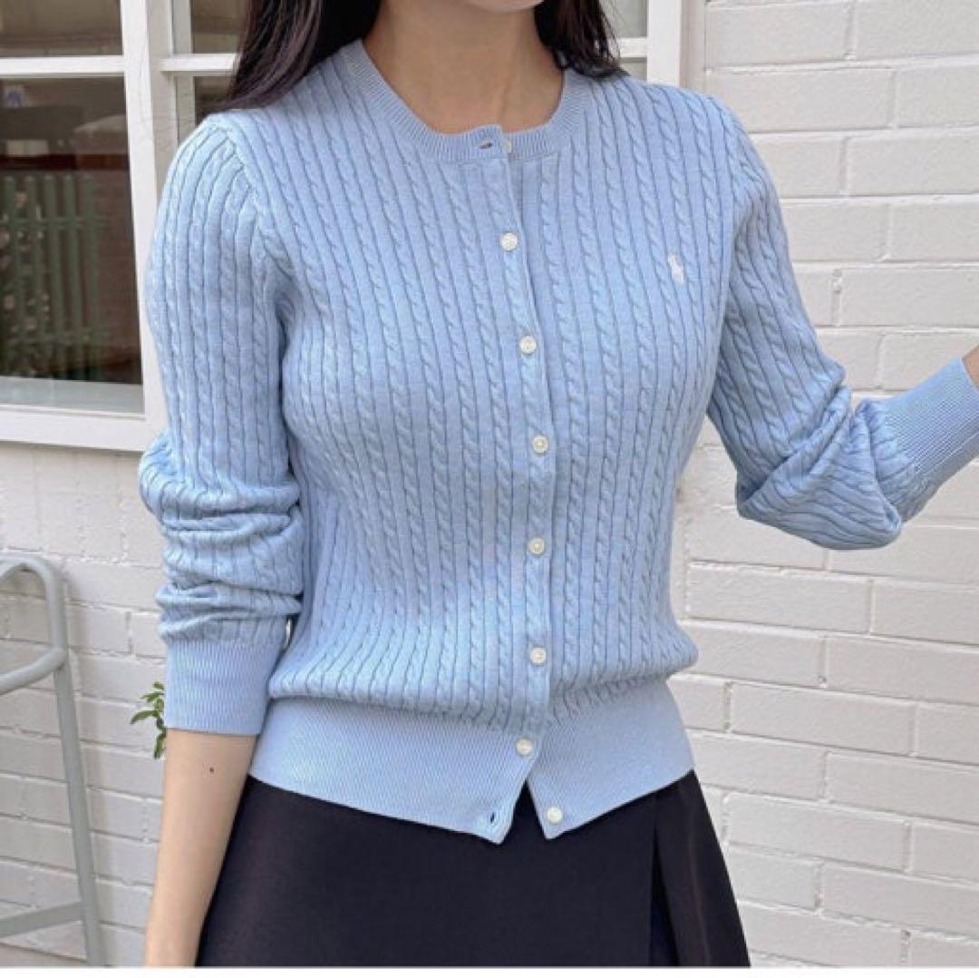 ポロラルフローレン POLO RALPH LAUREN カーディガン　水色 楽天市場】ポロラルフローレン カーディガン ボレロ ケーブルニット