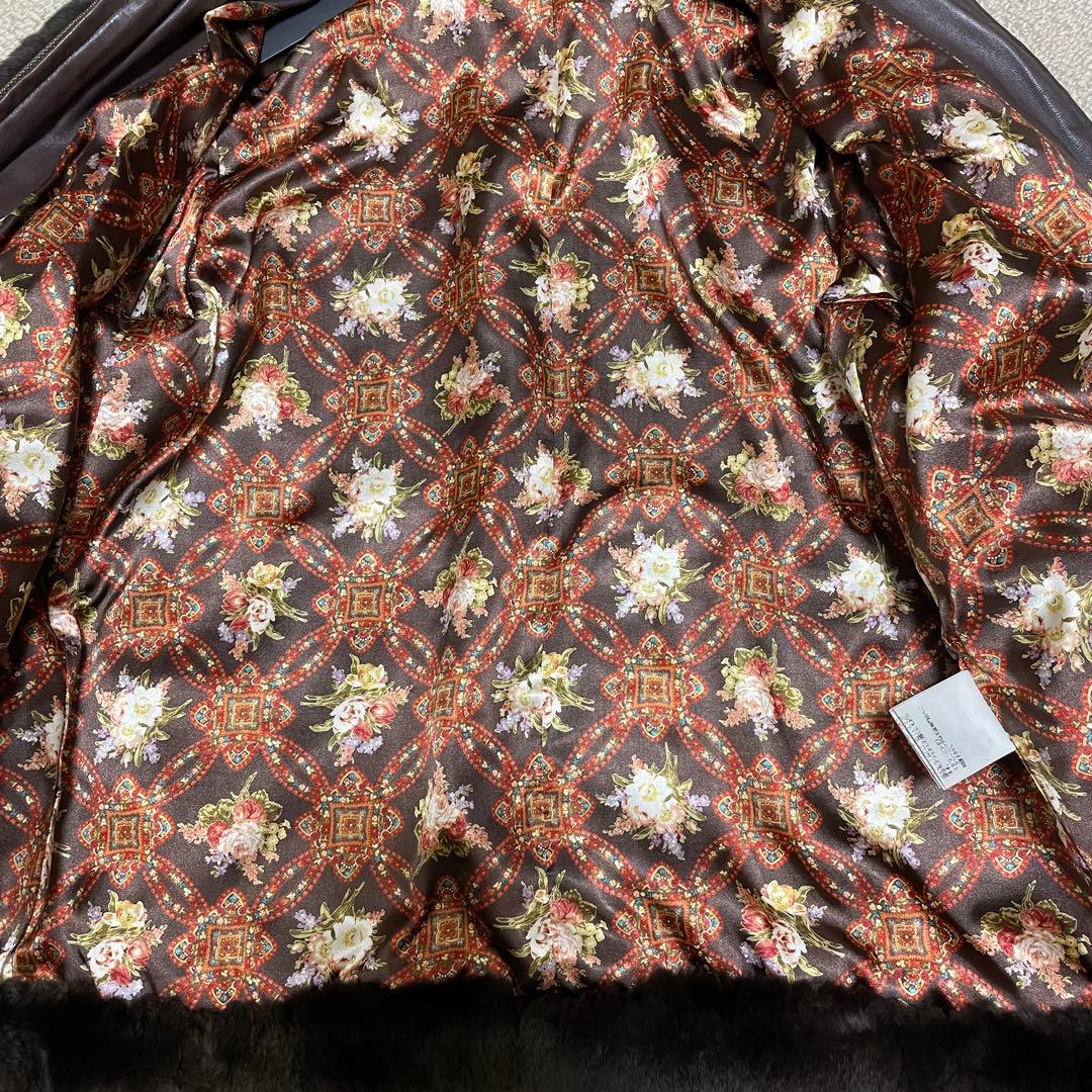 美品 ピンクハウス ファーコート レッキスファー ラビット 裏地総柄