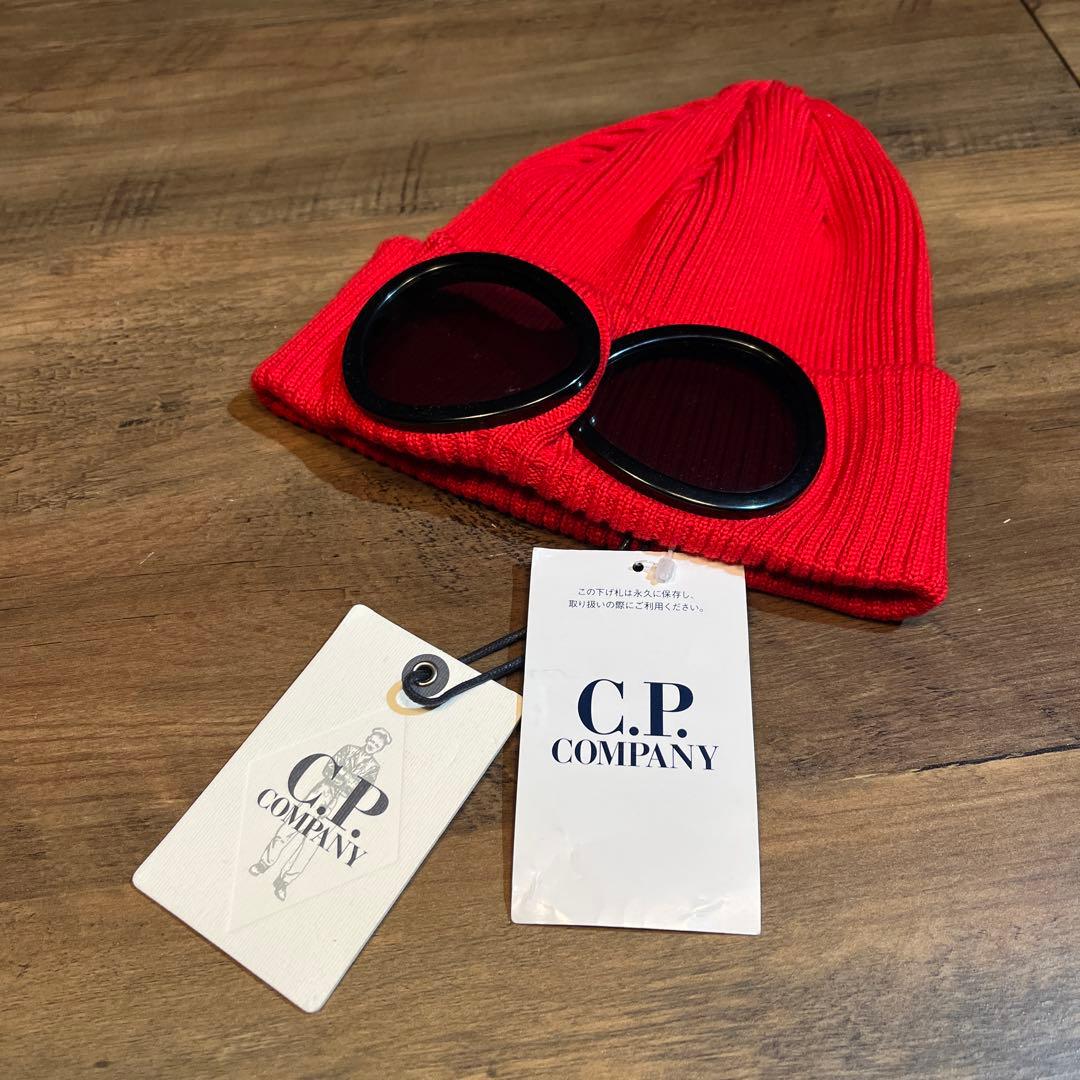 新品CP company CPカンパニー ゴーグル ビーニー ニット帽 レッド