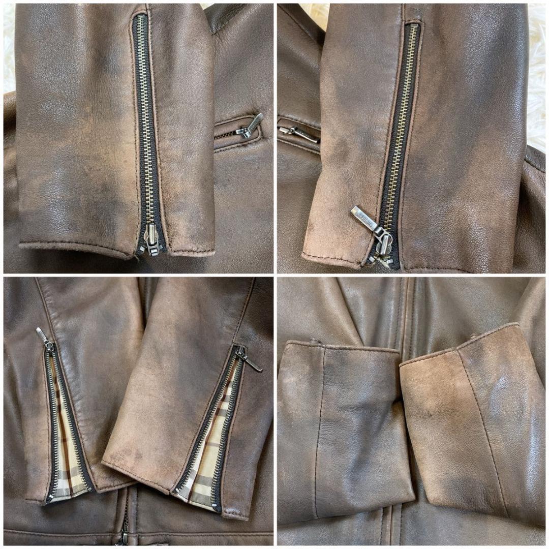 BURBERRY BLACK LABEL ノバチェック ライダース 羊革 L