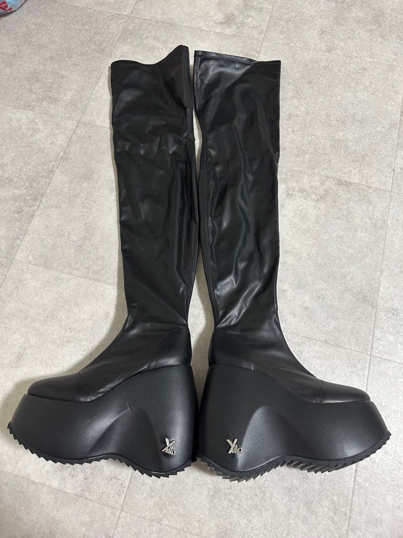 yello ブラック ロングブーツ Sサイズ YELLO / TOKYO BLACK PLATFORM LONG BOOTS