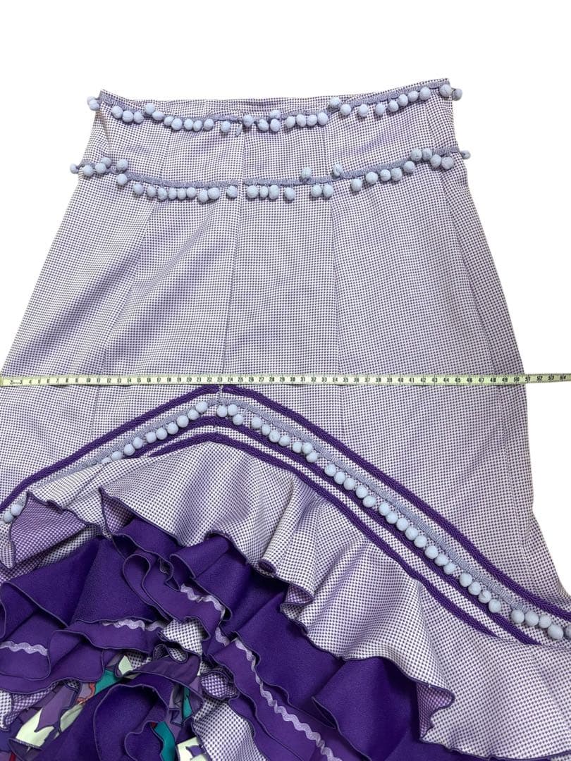 お値下げ♥　フラメンコ　ファルダ 　紫 　後ろ上がりボランテ　ゆとりサイズ