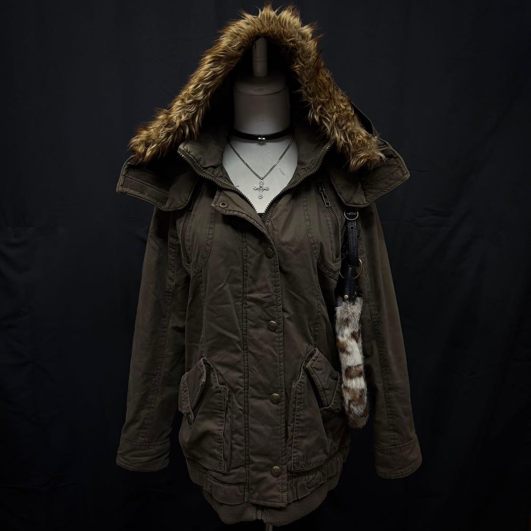 平成ギャル y2k グランジ ファー付き モッズコート ギミック