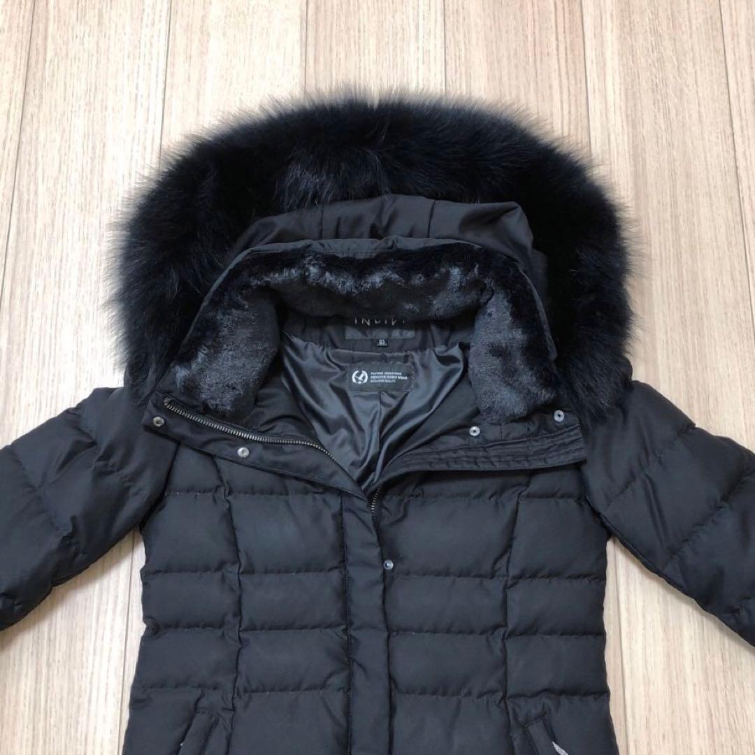 INDIVI マルチWAY フォックスファーロングダウンコート ブラック XXS