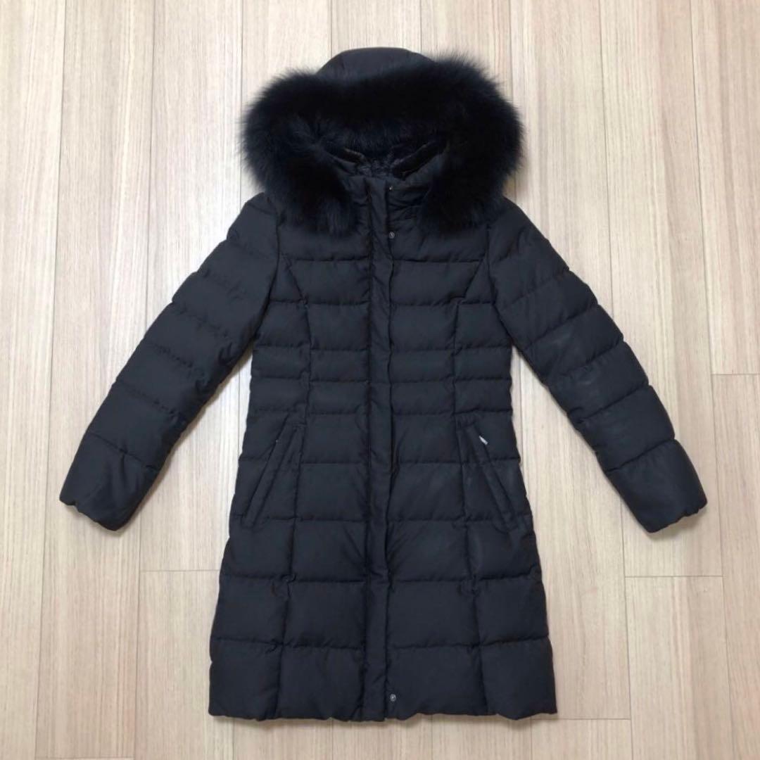 INDIVI マルチWAY フォックスファーロングダウンコート ブラック XXS