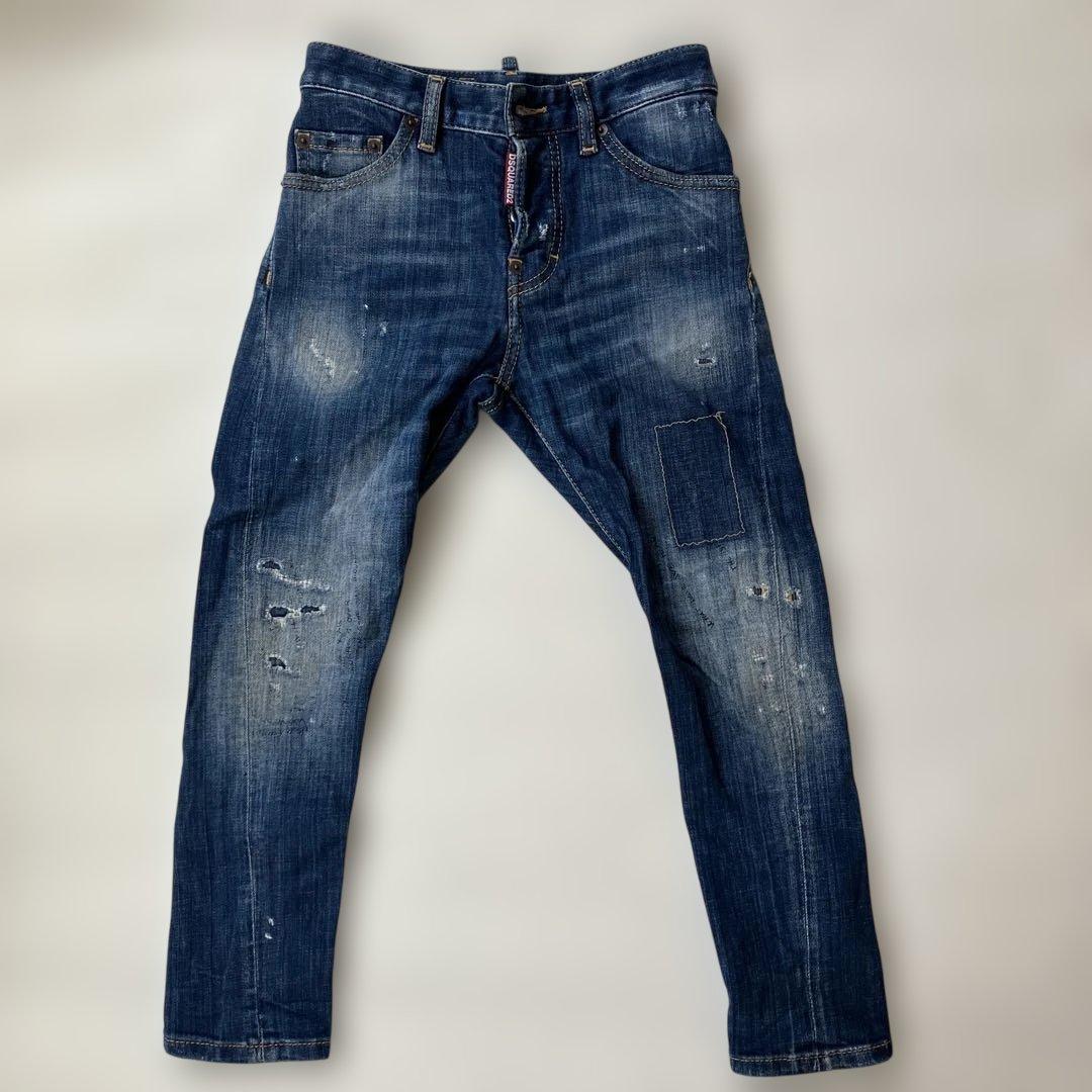 DSQUARED2 スキニーデニム ダークブルー ディースクエアード S74LB1043 Dark Ripped Blue Wash Tidy Biker