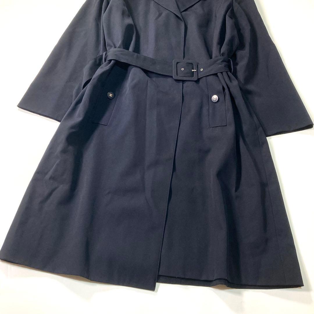 CHANEL シャネル トレンチコート ロング ココボタン 96P ネイビー
