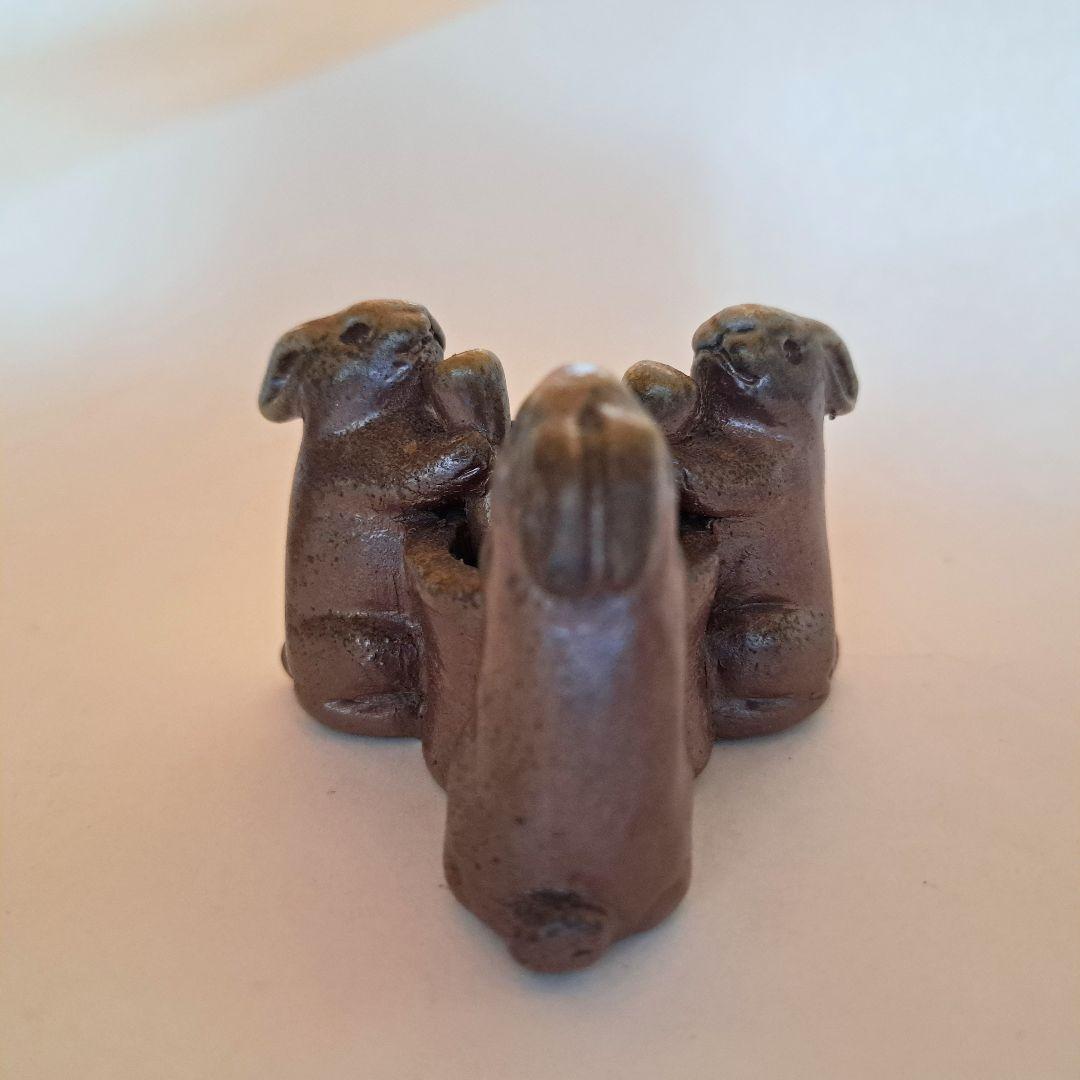 備前焼 蓋置 茶道具 陶器 兎 餅つき 美品 おすすめ品 鷹取閑山作品