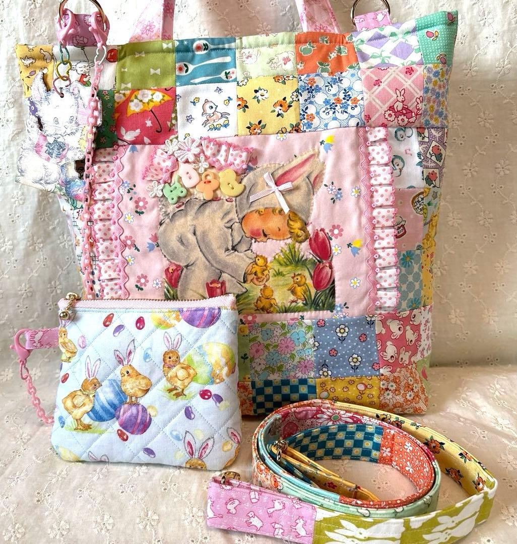 コヤンイサムチョン ふわモコうさぎルミちゃん ラウンドトート＆ミニポーチ