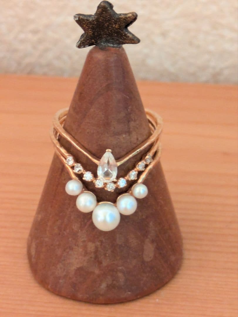 【新品】シエラ★パール・ダイヤ重ね付けリングセット ゆうパケット】重ねづけ リング セット 指輪 アンティーク