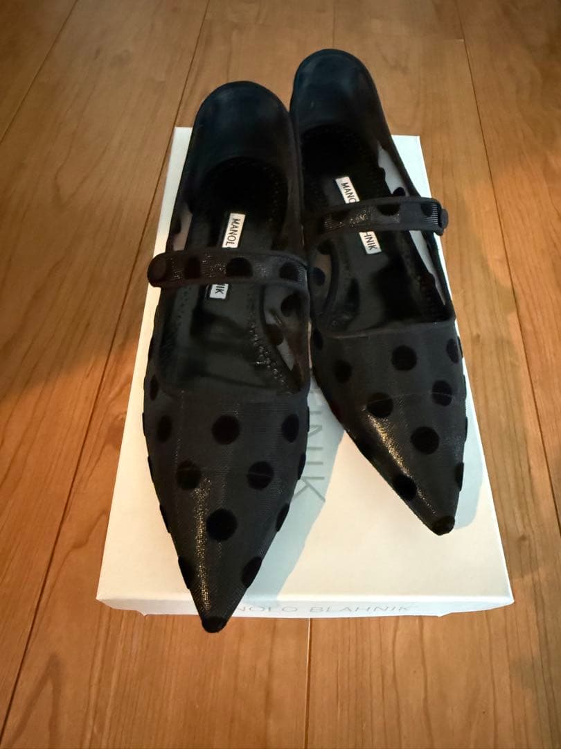 Manolo Blahnik ブラックドット柄 メリージェーンパンプス International Gallery BEAMS（インターナショナルギャラリー ビームス