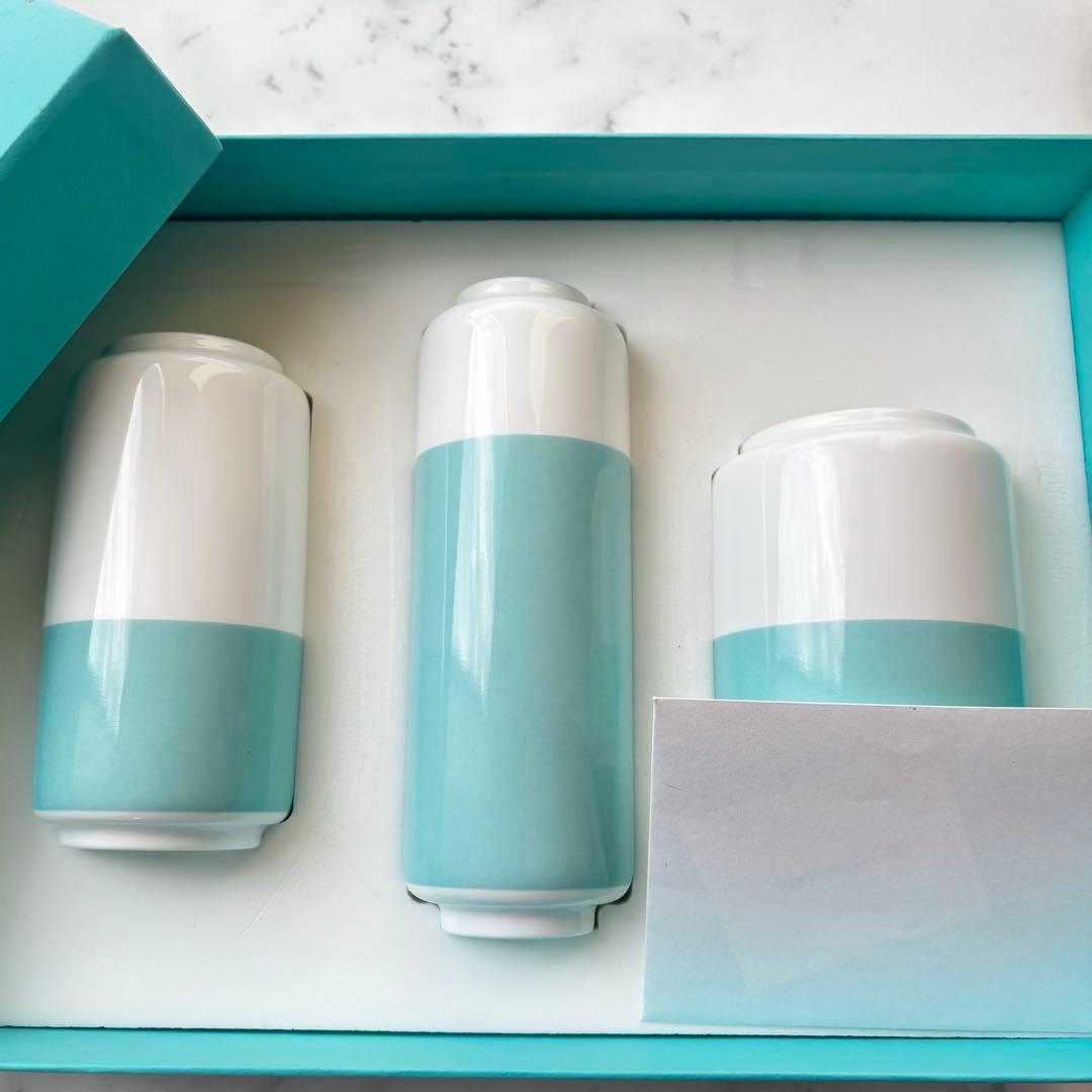 箱付極美品】Tiffany ティファニー カラーブロック フラワーベース 3個