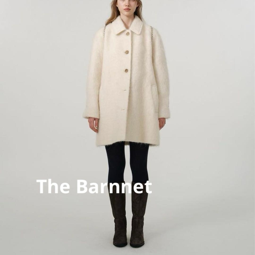 美品 ⭐︎ The Barnnet ウール　シャギーコート　ホワイト moment+｜ニットシャギーロングチェスターコート(シャギーコート