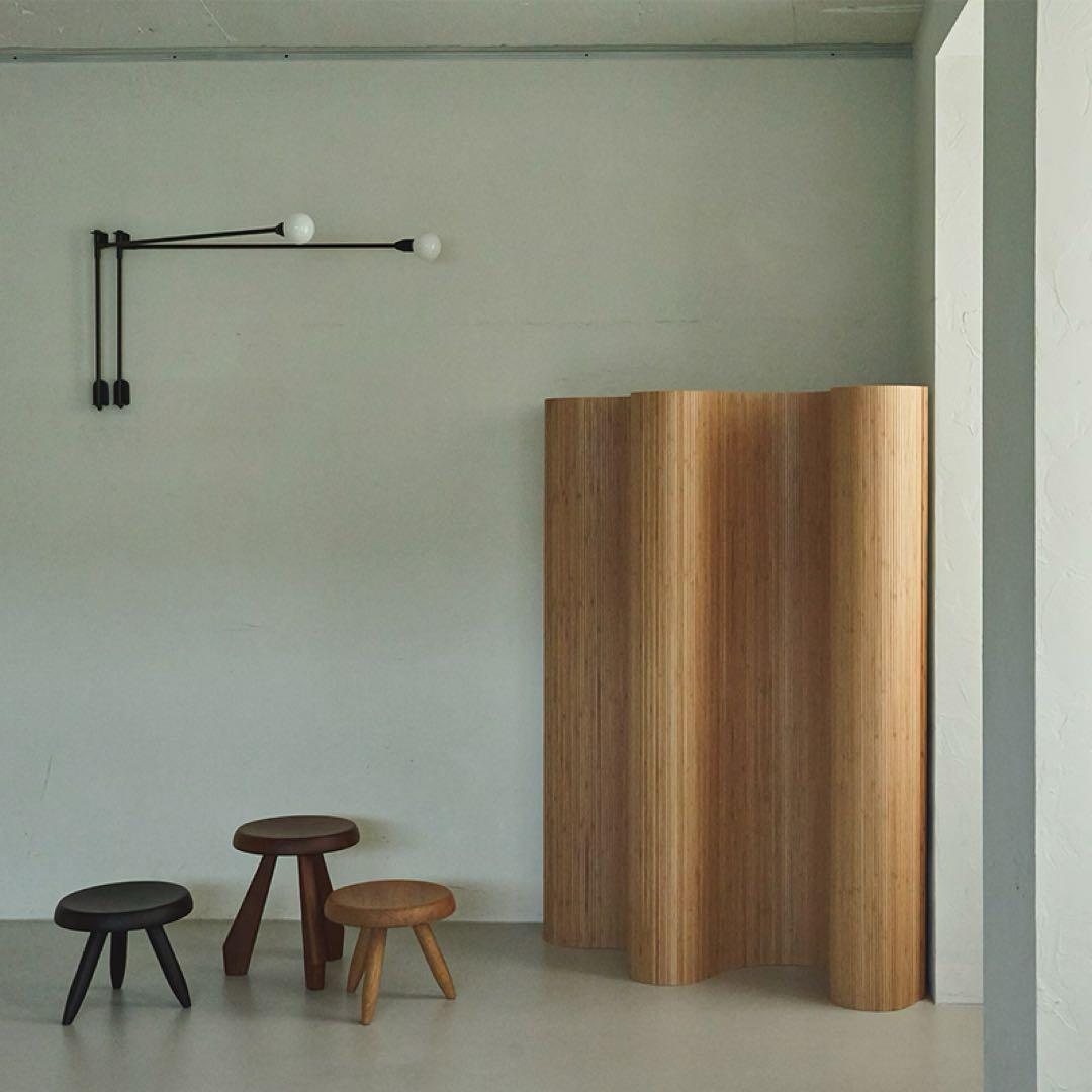 Artek風 ウッドカーブ パーテーション 波板 スクリーン 180×250cm