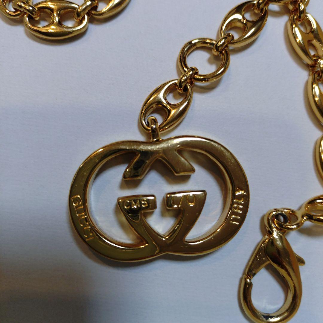 廃盤希少GUCCI ヴィンテージ チェーンベルト インターロッキングGG 金