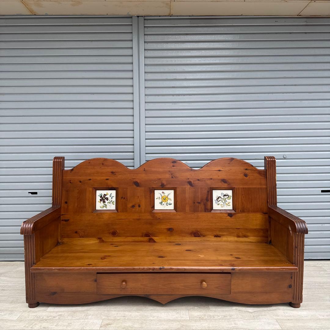 スペイン製 タイル ACTUS バレンシア 長椅子 ベンチ パイン材 - メルカリ