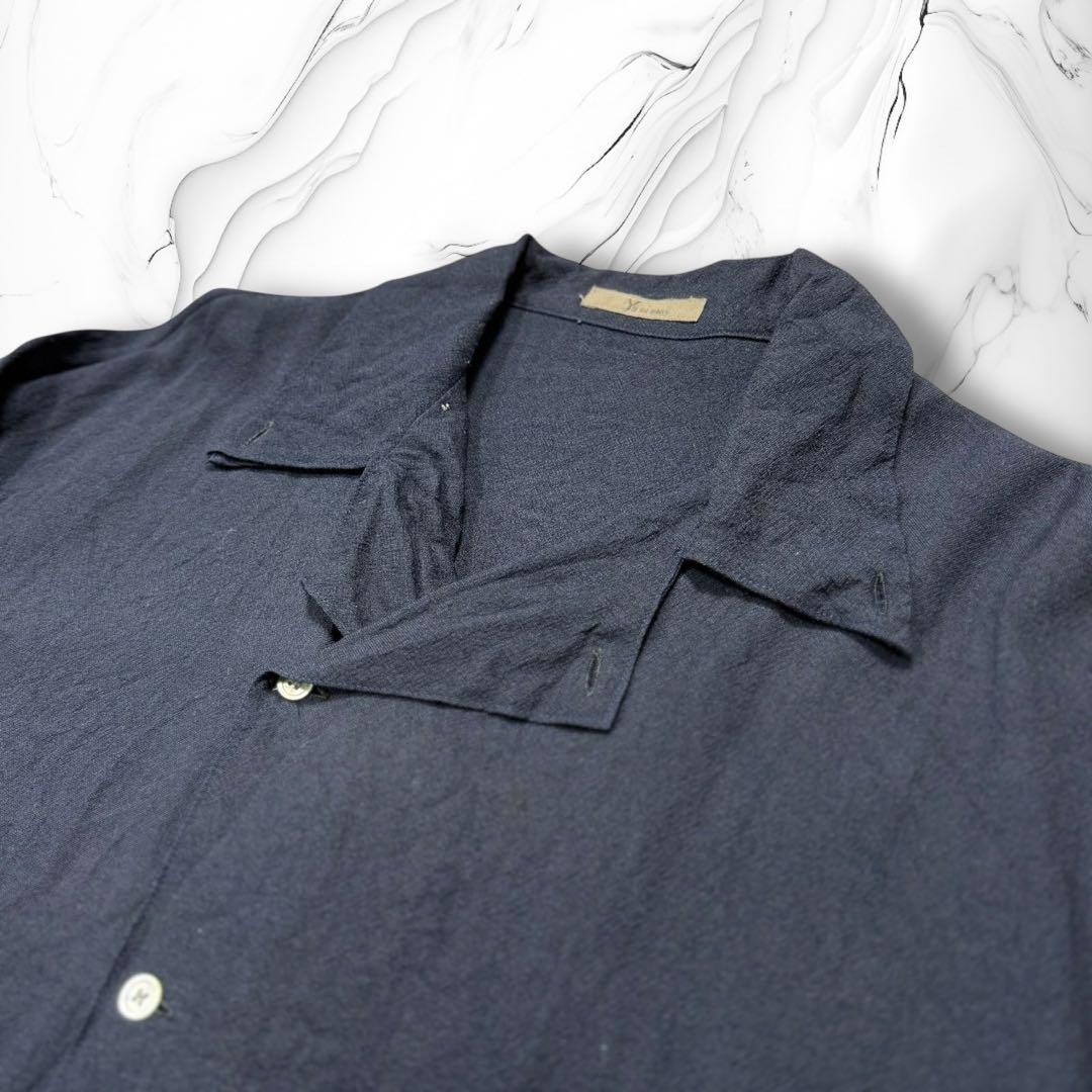 《初期》Y's for men 70~80s 変形オープンカラーシャツ ネイビー