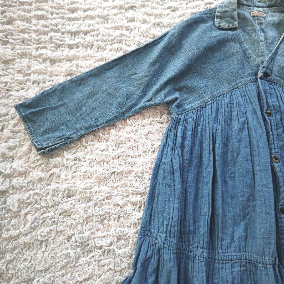 KAPITAL インディゴ 異素材切替ギャザー 七分袖 シャツ羽織り 1 - メルカリ