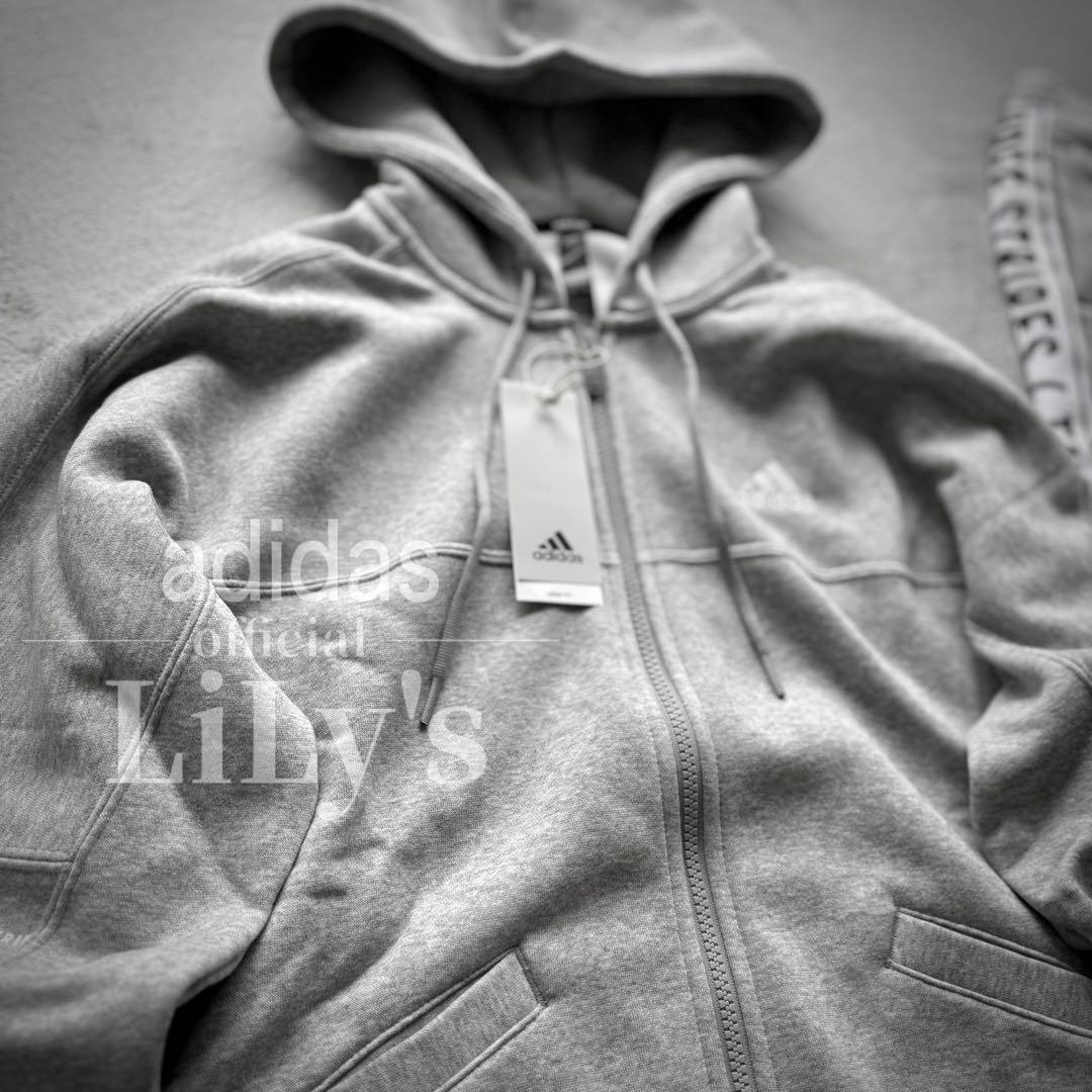 2新品 adidas上下セットアップ M グレー THREE STRIPES - メルカリ