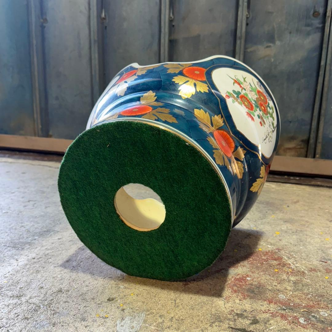 有田焼 金龍窯 博山作 金襴手 染錦 飾り壷 花鳥 高さ115cm