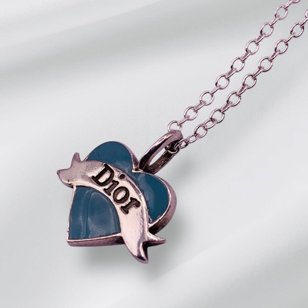 Dior クリスチャン・ディオール ハート型ネックレス シルバー925 水色