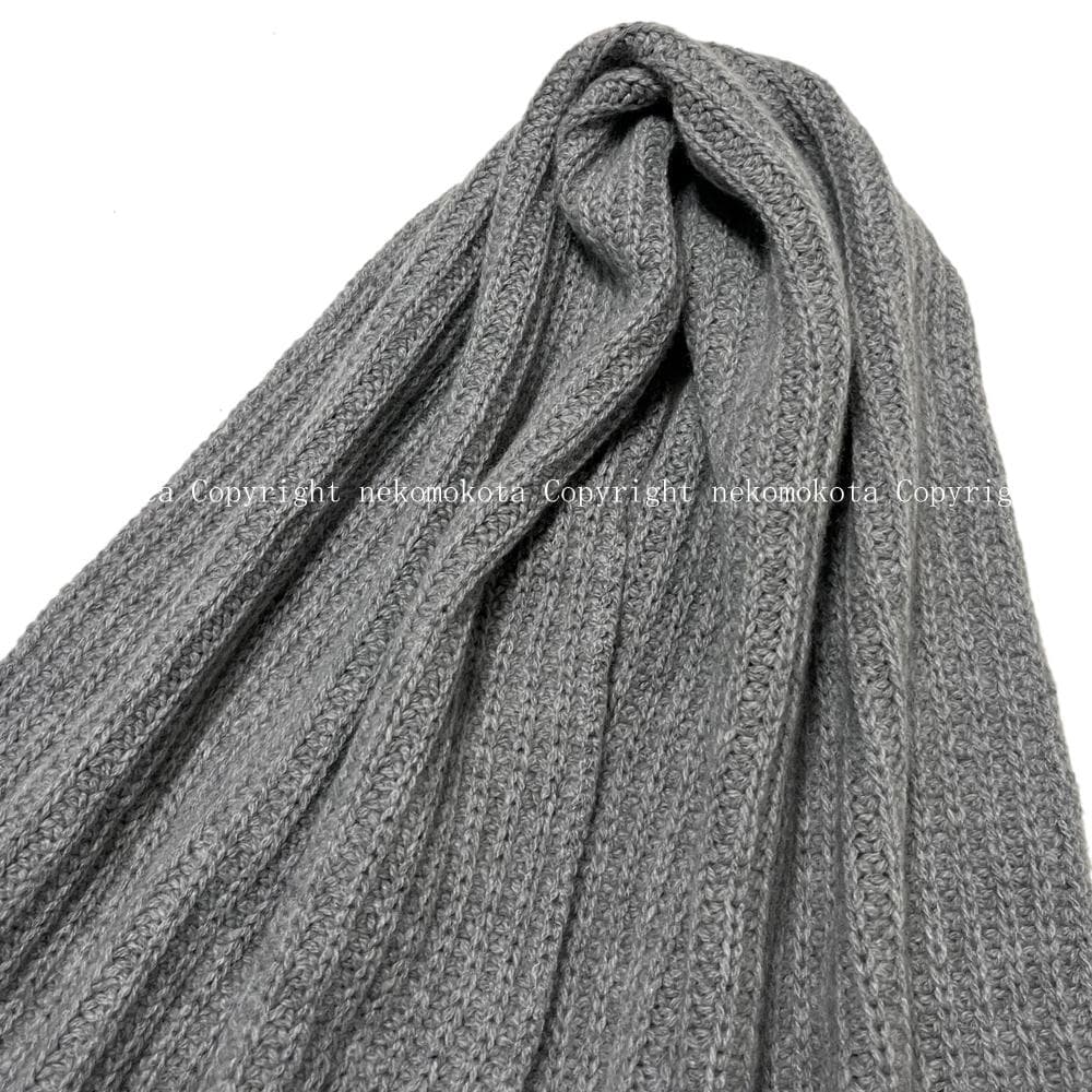 n100 カギ針編み カシミヤ100％ マフラー グレー エヌワンハンドレッド