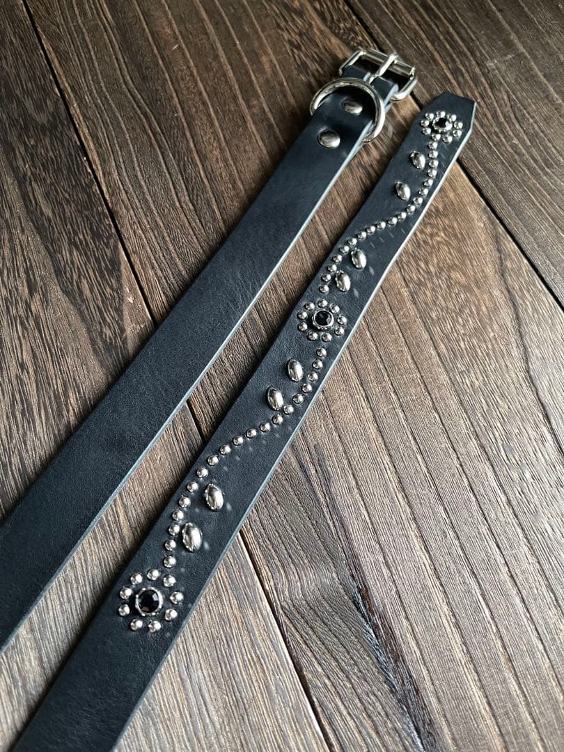 スタッズナローロングベルト2.4cmシルバーミッスーリフラワーHTC CALEE