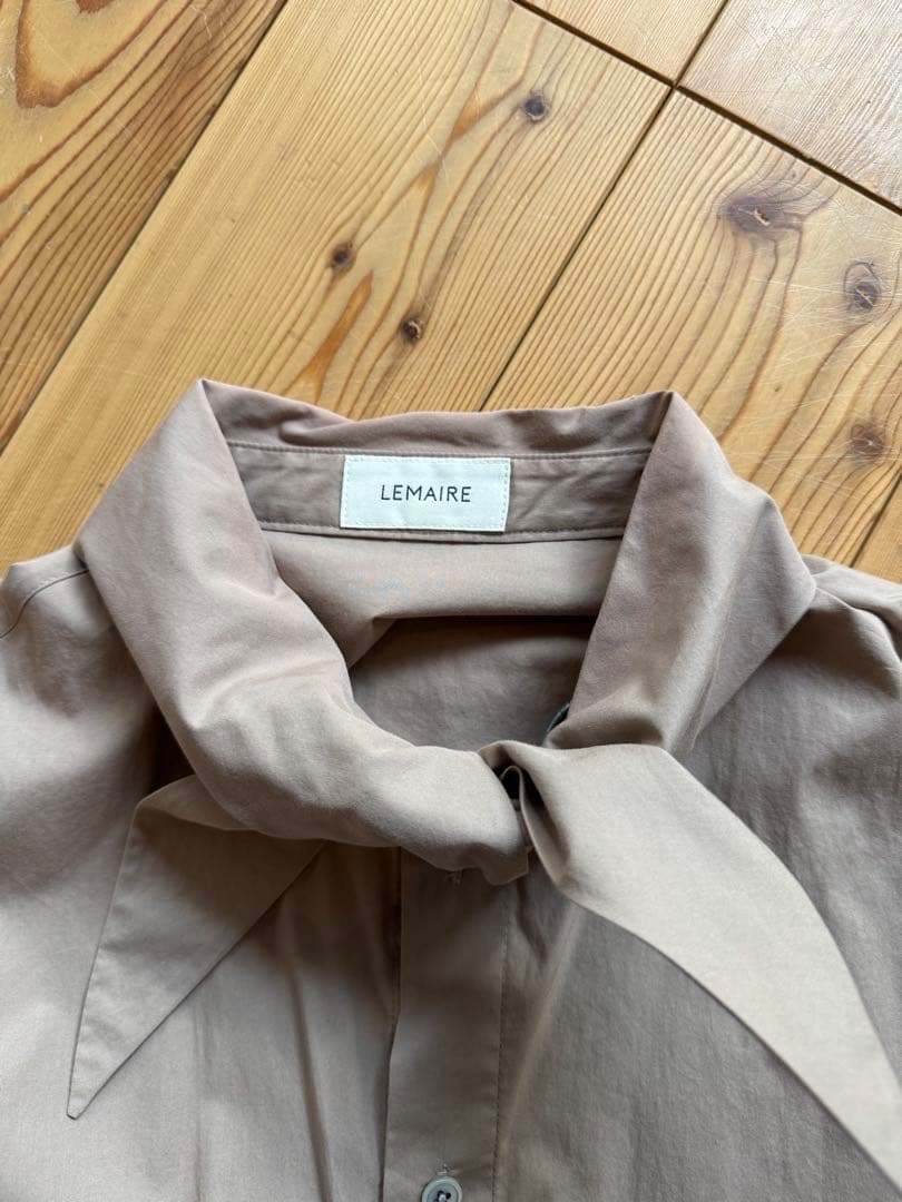 LEMAIRE ルメール TIE NECK SHIRT 48 GREIGE