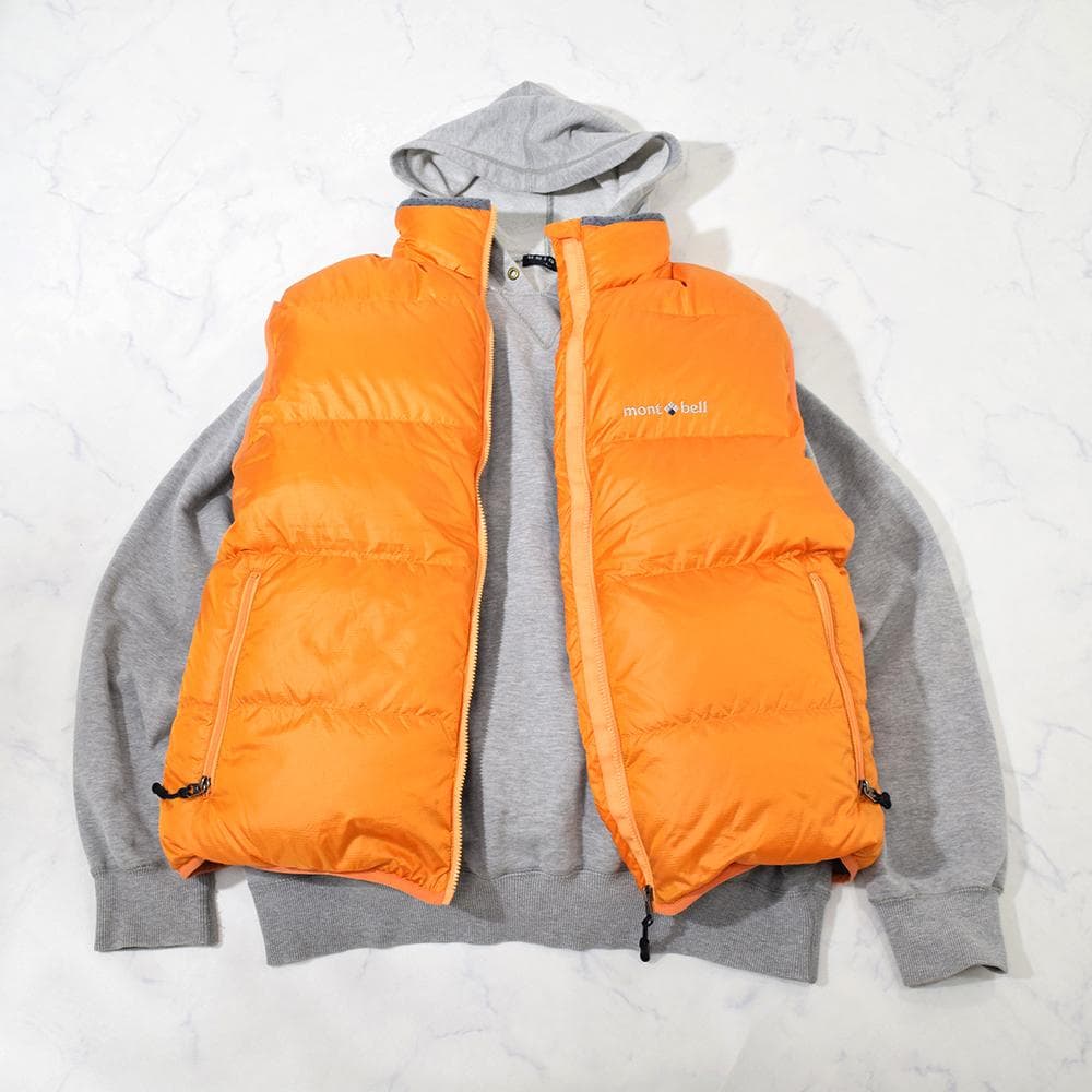 希少90年代 旧タグ mont bell アルパイン ダウンベスト L オレンジ