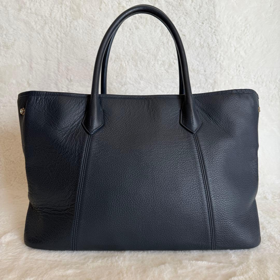 【美品】　バーニーズニューヨーク　オールレザー　トートバッグ　ネイビー　A4 美品】バーニーズニューヨーク トートバッグ レザー 肩掛け A4