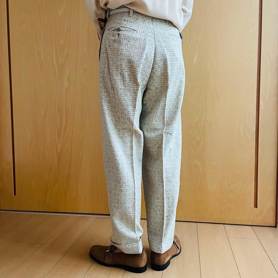 希少サイズ ネップ カスリ vintage 50s ウール スラックスロカビリー