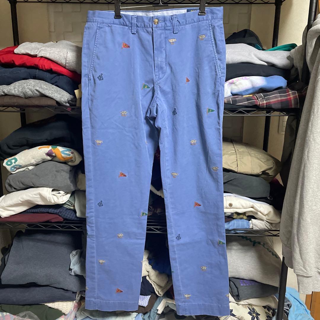 ポロラルフローレン ヨット刺繍 総柄ポロチノ 33/32 ブルー - メルカリ