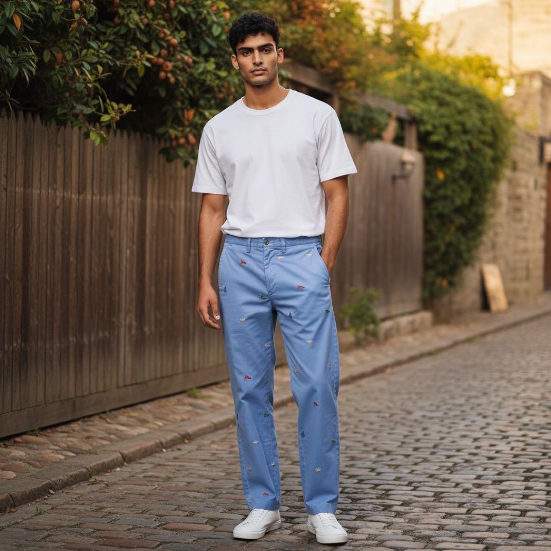 ポロラルフローレン ヨット刺繍 総柄ポロチノ 33/32 ブルー - メルカリ