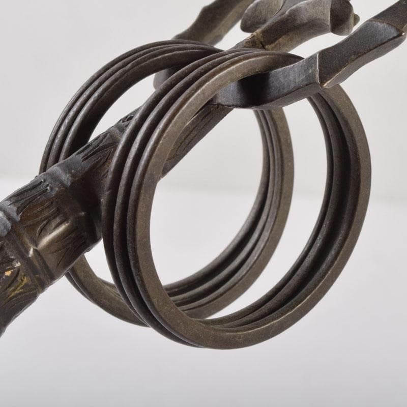 仏教美術 銅製 仏具 遊環 錫杖 箱付 C 8715