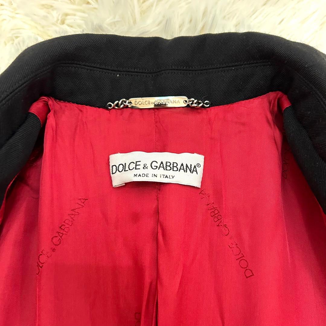 美品 ドルガバ 丈120cm超 ロングチェスターコート ウール ネイビー