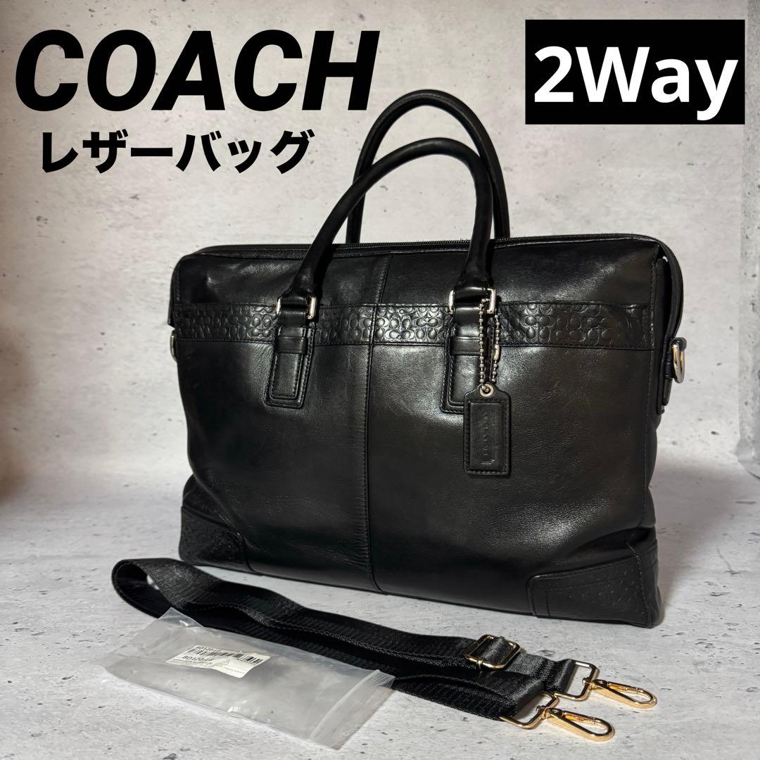 【美品】コーチ 本革 COACH ビジネスバッグ 2way ブラック 大容量 COACH（コーチ） バッグ メンズ ビジネスバッグ 2WAYブリーフケース A4