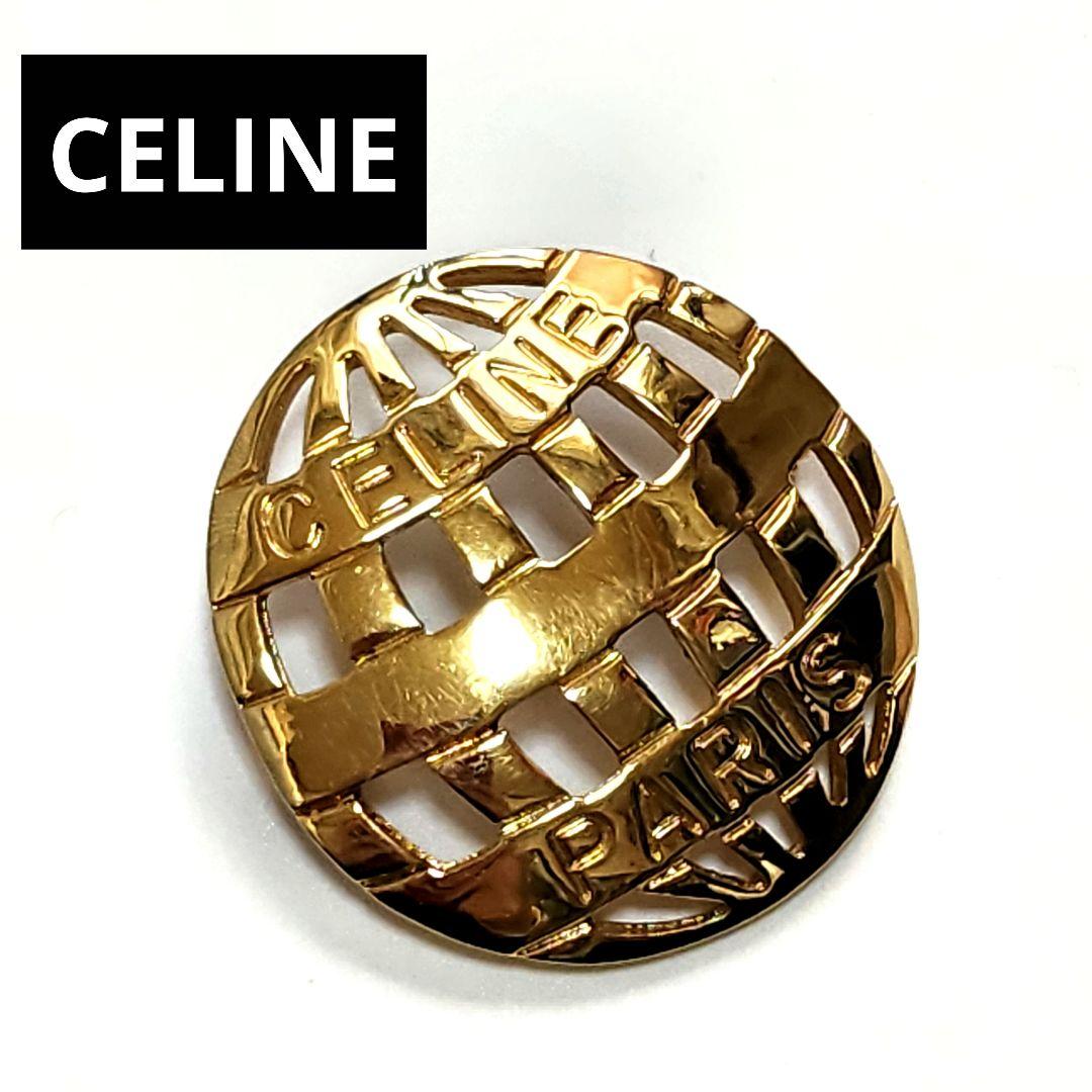 美品 CELINE セリーヌ ブローチ イタリア製 円形 ラウンド ゴールド 美品 CELINE セリーヌ ブローチ イタリア製 円形 ラウンド ゴールド