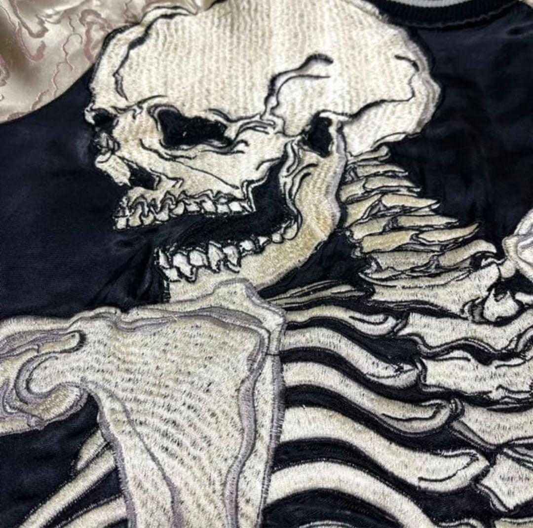 状態良好】花旅楽団 Script スカジャン しがみ付く者 リバーシブル 刺繍