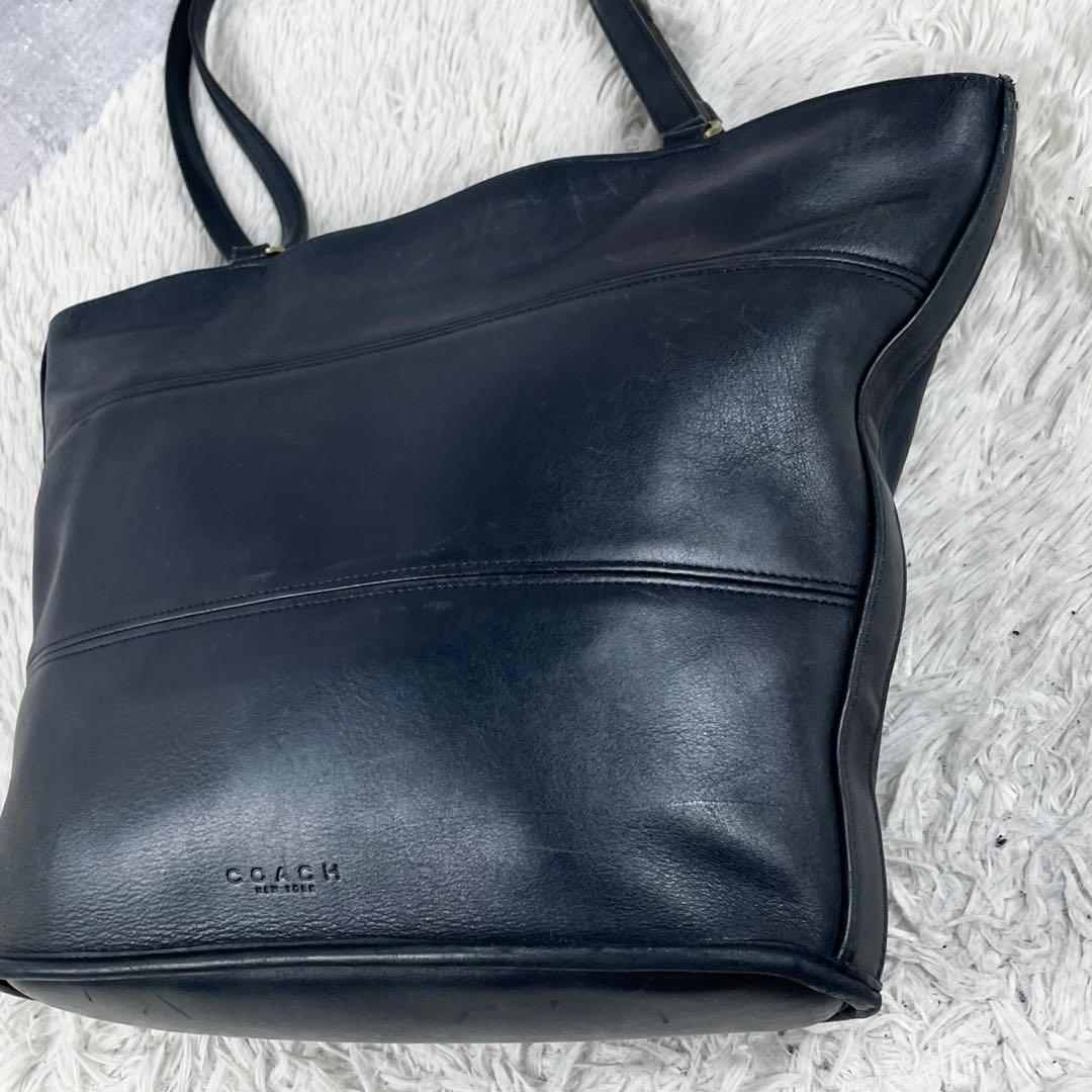 A4可 美品 コーチ レザー トートバッグ ロゴ型押し ファスナー