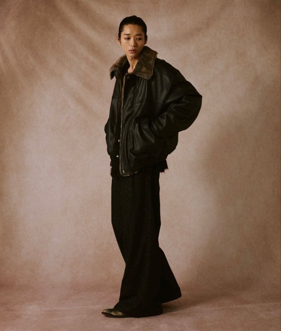 フェイクレザーファー2wayリバーシブルフライトジャケット Lサイズ