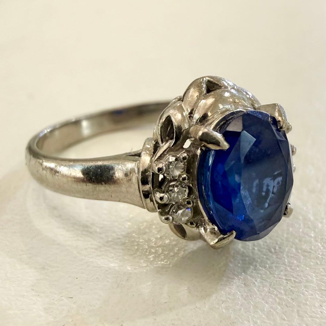 Pt900 ブルーサファイア 2.263ct ダイヤ 0.10ct リング
