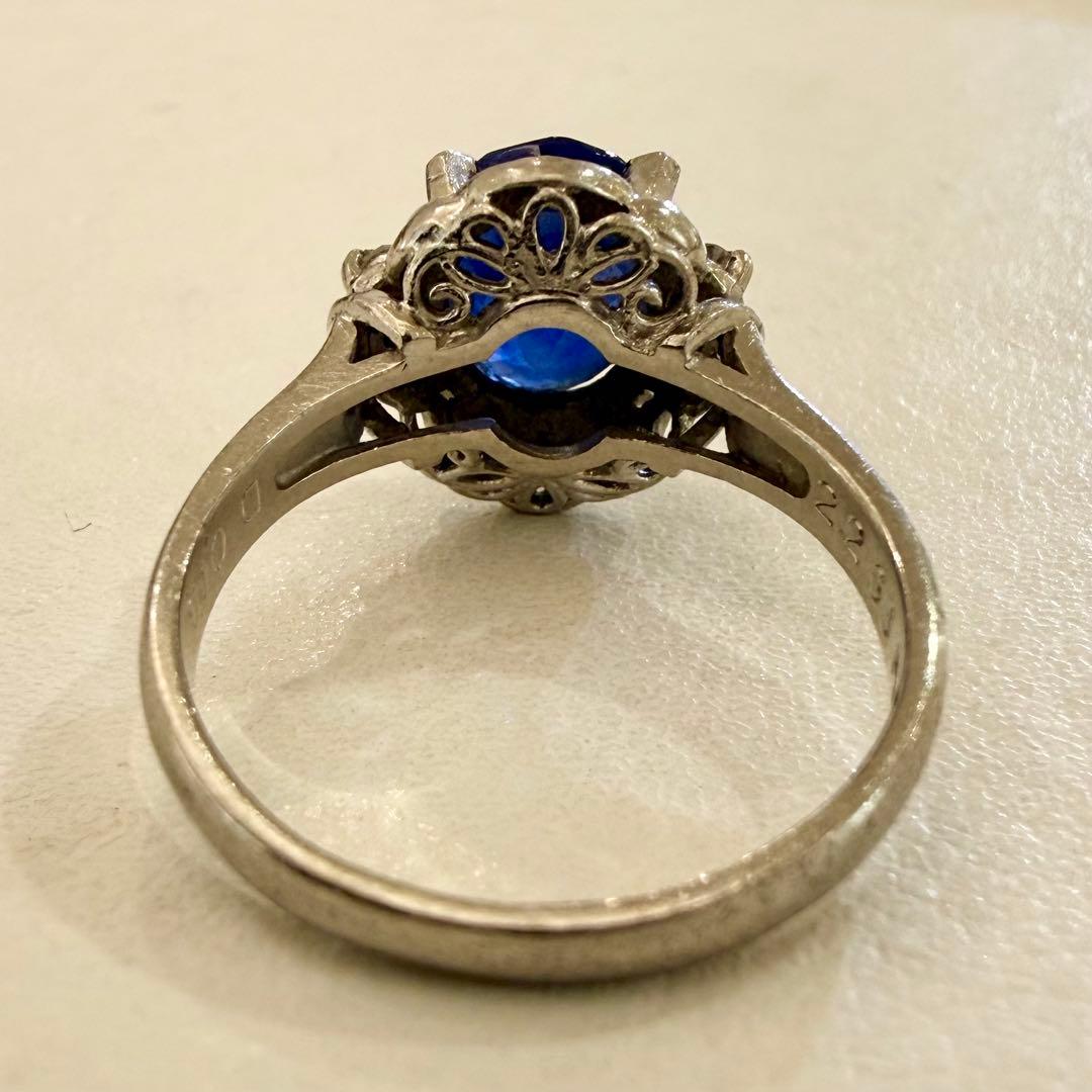 Pt900 ブルーサファイア 2.263ct ダイヤ 0.10ct リング