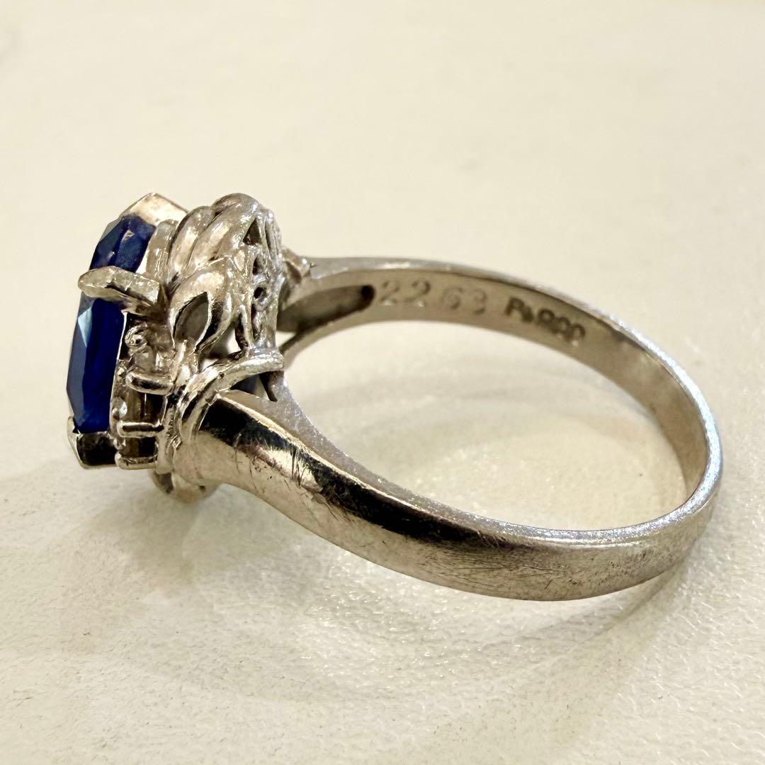 Pt900 ブルーサファイア 2.263ct ダイヤ 0.10ct リング